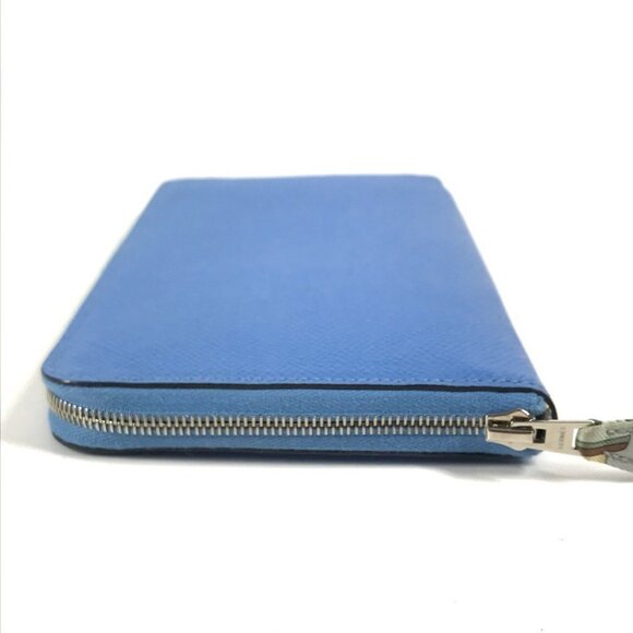 HERMES Azap Long Silk-In Long wallet Zip Around Long Wallet Epsom Blue - Picture 8 of 12